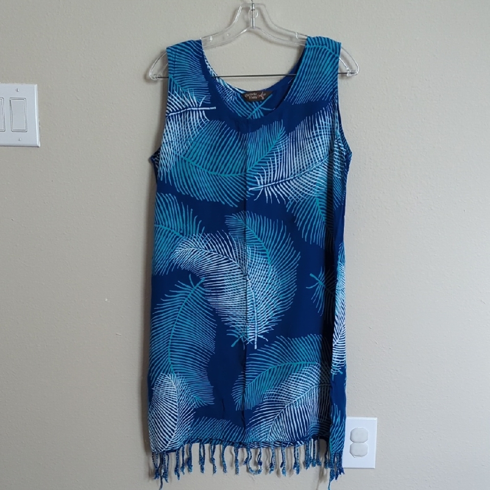 Caribelle Batik Sleeveless Dress with Fringe